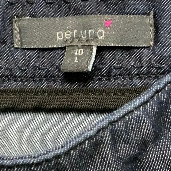 Long dark wash chambray denim skirt - Picture 3 of 5